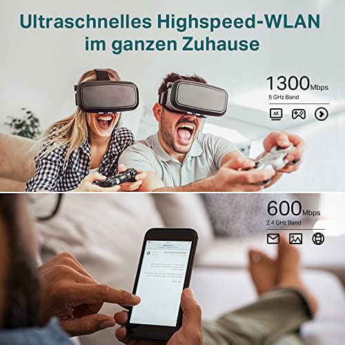 TP-Link Archer C80 Dualband WLAN Router (600 Mbit/s 2,4GHz, 1300Mbit/s 5GHz), 4 Gigabit LAN Ports, Print/Media/FTP Server, Gast-Netzwerk, unterstützt Keine DSL-Funktion