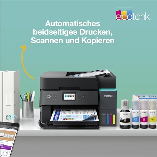 Epson EcoTank ET-4955 A4-Multifunktionsdrucker mit Wi-Fi & AirPrint Tintentank, automatischem Dokumenteneinzug, Duplexdruck, Scannen, Kopieren & Fax, bis zu 3 Jahre Tinte im Lieferumfang enthalten