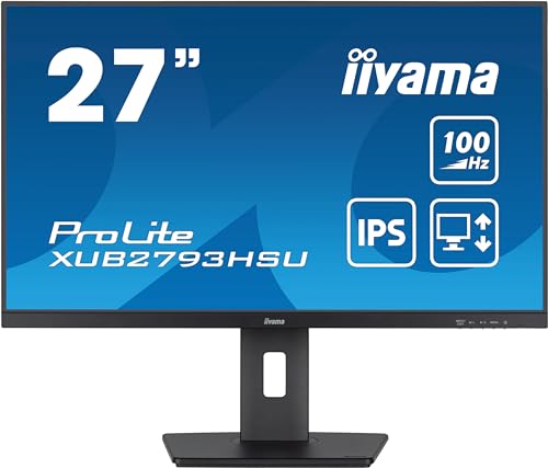 iiyama Prolite XUB2793HSU-B7 68,6cm 27" IPS LED-Monitor Full-HD 100Hz HDMI DP USB2.0 Höhenverstellung Pivot Adaptive Sync schwarz