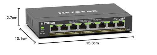 NETGEAR PoE Switch 8 Port, Managed Gigabit Ethernet LAN Switch GS308EP | 8 x PoE+ Ports @ 62W, Desktop/Wandmontage
