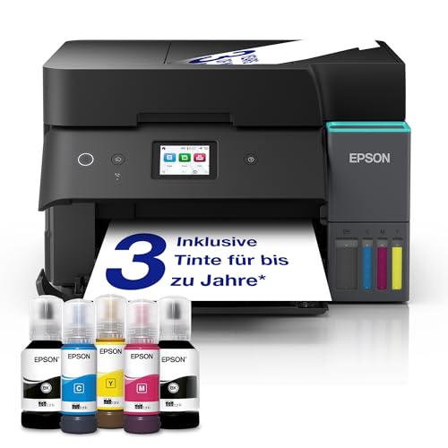 Epson EcoTank ET-4955 A4-Multifunktionsdrucker mit Wi-Fi & AirPrint Tintentank, automatischem Dokumenteneinzug, Duplexdruck, Scannen, Kopieren & Fax, bis zu 3 Jahre Tinte im Lieferumfang enthalten