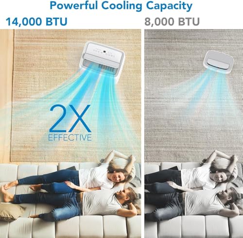 GarveeHome Tragbare Klimaanlage 14000 BTUs mit Kühlung, Luftentfeuchter, Ventilator 3-in-1 Innen-AC-Einheit, 3 Luftgeschwindigkeiten, 24-Stunden-Timer, Schlafmodus, kühlt bis zu 750 m², für Zuhause