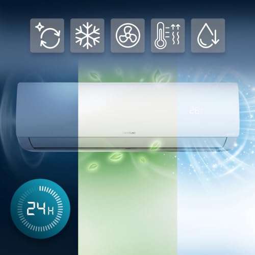 Cecotec Split-Klimaanlage AirClima 18000 Smartfresh, 18.000 BTU | Wärmepumpe, Inverter, 8 Geschwindigkeiten, 35 m², R32-Kältemittel, Timer 24 Std, waschbarer Filter