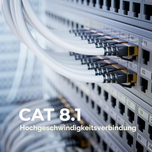 deleyCON 1m CAT8.1 Patchkabel RJ45 S/FTP 40 Gbit, 5 Stück - Weiß