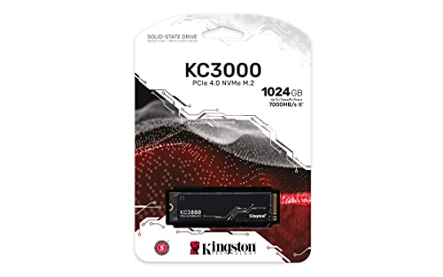 Kingston KC3000 PCIe 4.0 NVMe M.2 SSD - Hochleistungsspeicher für Desktop- und Laptop-PCs -SKC3000S/1024G Schwarz 1024GB