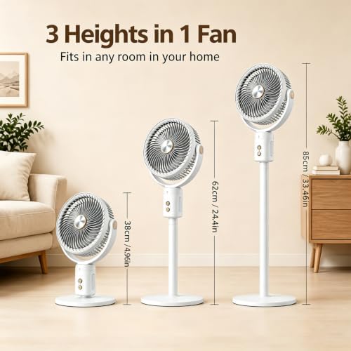Wenbones Smart Standventilator, 20dB Leiser Bodenventilator, Fernbedienung, stufig höhenverstellbar, Schüttelnder Kopf mit 5 Geschwindigkeitsstufen für Schlafzimmer Wohnzimmer Kinder Büro