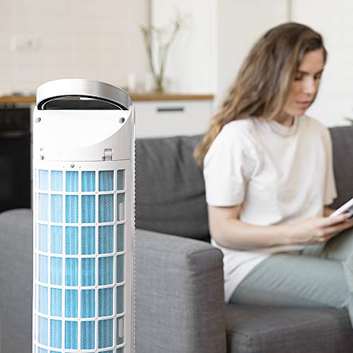 Cecotec Verdunstungskühler EnergySilence 2000 Cool Tower. Leistung 60 W, herausnehmbarer Tank von 2 Litern, 3 Geschwindigkeiten, Schwingung von 60º, Luftstrom von 800 m3 / h