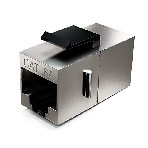 deleyCON CAT6a Keystone Modul Patchkabel Kupplung RJ45, 4 Stück | Geschirmter Verbinder mit 2x RJ45 Buchse, für Netzwerk, Patchpanel, Keystonehalterung und Erweiterung