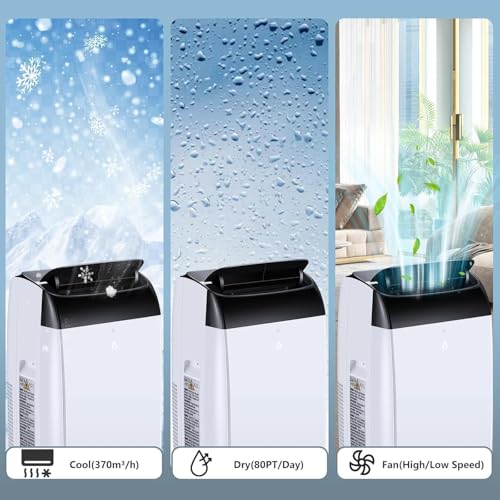 RBFGYIOP Mobile Klimaanlage 10000 BTU 4-in-1 mit Entfeuchter, Digitaldisplay & Fernbedienung, Leiser Betrieb, 24h Timer, Abdeckung 51 m²