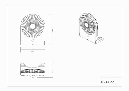 RL LIVE YOUR LIGHT Reality Leuchten Tisch Ventilator Breezy R044-49, Kunststoff Pistaziengrün, 2 Watt, Akku Betrieb, USB-C, 3 Stufen