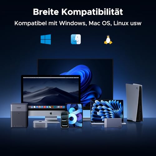 UGREEN 40Gbps Festplatten Dockingstation,NVMe Dual Bay und Offline-Klonen | USB4 NVMe Docking Station mit Kühllüfter,M2 NVMe SSD Festplattengehäuse mit Offline-Klonen und Software-RAID-Konfigurationen
