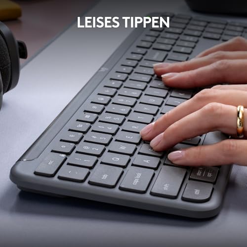 Logitech Signature Slim K950 kabellose Tastatur | Schlankes Design, Multi-Geräte-Wechsel beim Tippen, leise, Bluetooth, Multi-OS, Win/Mac/Chrome, DEU QWERTZ-Layout - Graphit
