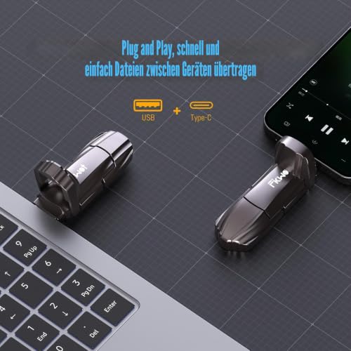 Fikwot FU388 1TB Portable SSD, USB 3.2 Gen2 bis zu 1050MB/s, Externe SSD mit USB A und Typ-C, Externe SSD-Festplatte für iPhone15/16/Android/PC/Mac