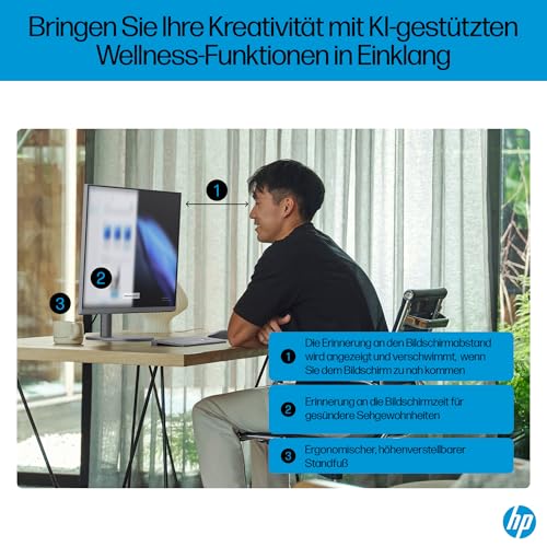 HP OmniStudio X 32-c0275ng All-in-One KI PC, 31.5 Zoll Entspiegeltes UHD-4K-Display, Intel Core Ultra 7 155H, 16 GB DDR5-SDRAM, 1 TB SSD, Intel Arc Graphics, Windows 11 Home, QWERTZ Tastatur, Silber
