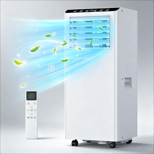 7000 BTU Mobiles Klimagerät mit Abluftschlauch für 30–40 m², leiser 4-in-1 Raumkühler mit Entfeuchtung, Ventilation und Follow-Me, R290, 24h-Timer, Fernbedienung, Fenster-Set, Energieklasse A