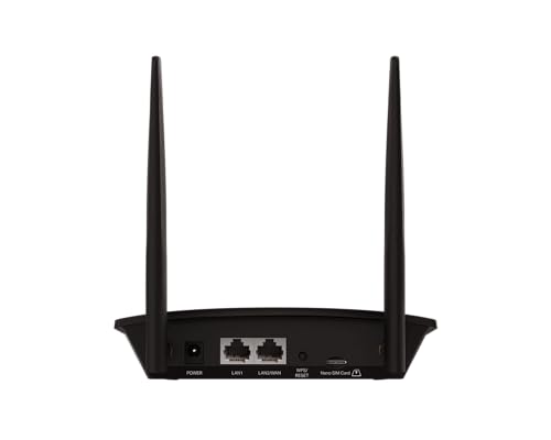 TP-Link TL-MR110 4G LTE Router, 4G Download 150 Mbit/s, WLAN 2,4 GHz 300 Mbit/s, 2 x Ethernet-Ports, 2 x Externe Antennen, Plug and Play, Router-Modus, bis zu 32 Geräte, Kindersicherung, Gast-Netzwerk