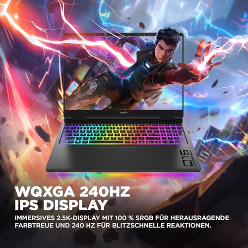 HP Omen MAX 16 Laptop, AMD Ryzen AI 7 H 350, RTX 5070 Ti, 32GB RAM, 1TB SSD | Windows 11 High-End Gaming Laptop mit 16" 240Hz WQXGA-Display, FreeSync Premium, Wi-Fi 7, RGB-Tastatur, QWERTZ, Shadow Black