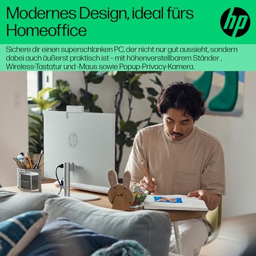 HP All-in-One PC | 23,8" FHD-Display | Intel Core i5-1335U | 16 GB DDR4 RAM | 512 GB SSD | Intel Iris Xe-Grafikkarte | Windows 11 Home | Weiß
