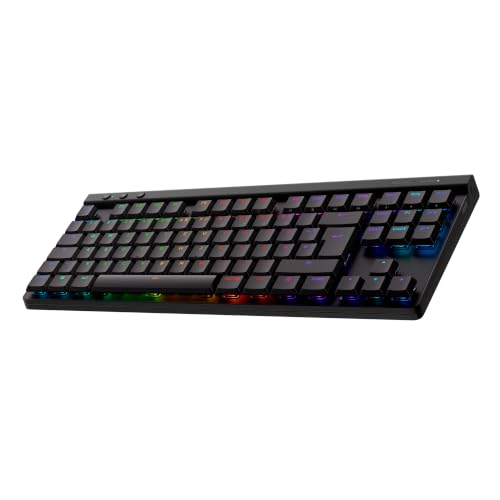 Logitech G G515 LIGHTSPEED TKL kabellose flache Gaming-Tastatur (Schwarz) | LIGHTSYNC RGB, dünnes Profil ohne Ziffernblock, PBT-Tastenkappen, taktile mechanische Switches, Deutsches QWERTZ-Layout