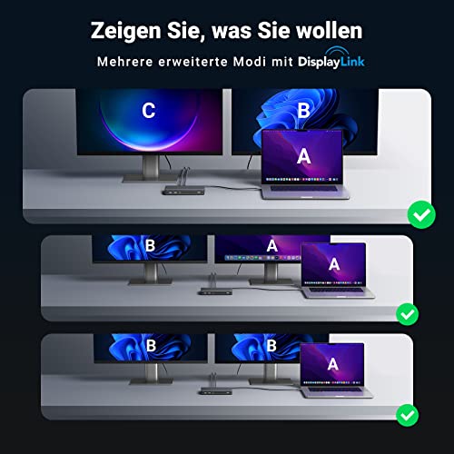 UGREEN DisplayLink Docking Station MacBook Adapter Dual Display Dock | (mit integriertem Treiber) für M1 M2 MacBook & Windows
