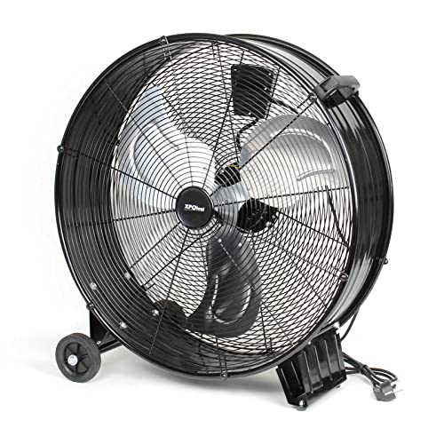 Wiltec Trommelventilator 60 cm 180 W Bodenventilator mit Kabel und Räder, 3 Geschwindigkeitsstufen, Windmaschine