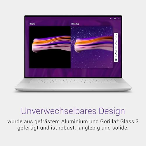 16 Premium Laptop DA16250-16,3" 4K OLED Touchscreen 120Hz, Intel Core Ultra 9 285H, RTX 5070, 32GB RAM, 1TB SSD, Windows 11 Home, Studio-Audio, QWERTZ, Platinum - 1 Jahr Dell Care Plus