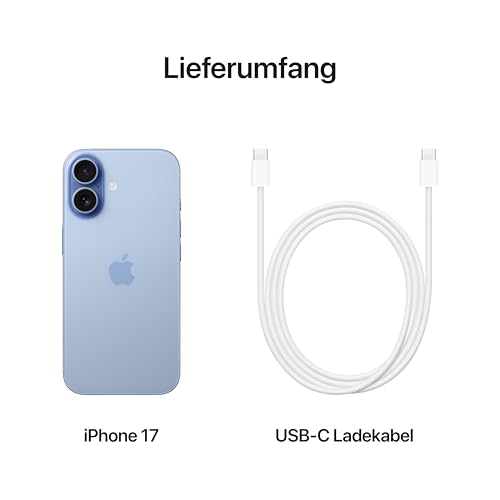 Apple iPhone 17 256 GB: 6,3" Display mit ProMotion, A19 Chip, Center Stage Frontkamera für Smarte Gruppenselfies, Verbesserte Kratzfestigkeit, Batterie für den ganzen Tag; Nebelblau