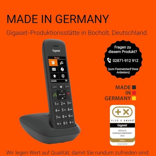 Gigaset C575 - Schnurloses DECT-Telefon - großes Farbdisplay mit moderner Benutzeroberfläche - Adressbuch für 200 Kontakte - Schutz vor unerwünschen Anrufen, schwarz [Deutsche Version]