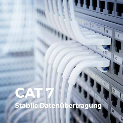 deleyCON 2m CAT7 Patchkabel SLIM - 10 Gbit/s Netzwerkkabel - Weiß