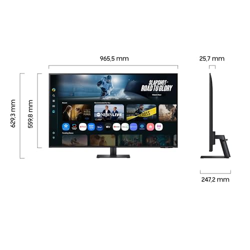 Samsung M70F 43 Zoll 4K Smart AI Monitor, VA-Panel, 3840 x 2160, 60Hz, 4ms (G/G), Speaker, Gaming Hub, 4K Upscaling, Sprachsteuerung, Smart TV-Apps & AI Features, HDR10, LS43FM700UUXEN