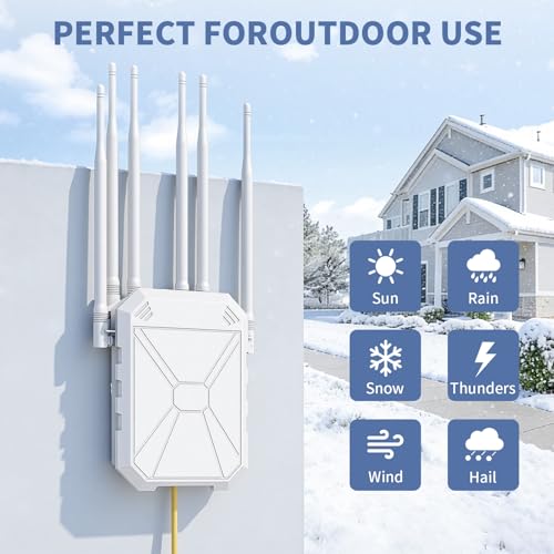 AX1800 Outdoor WLAN Repeater WiFi 6, Gigabit Dualband 2,4 GHz & 5 GHz WLAN Access Point, PoE/DC betrieben, AP/Router/Repeater Modus, IP65 Wasserdichter WLAN Verstärker für Garten Garage Hof Terrasse