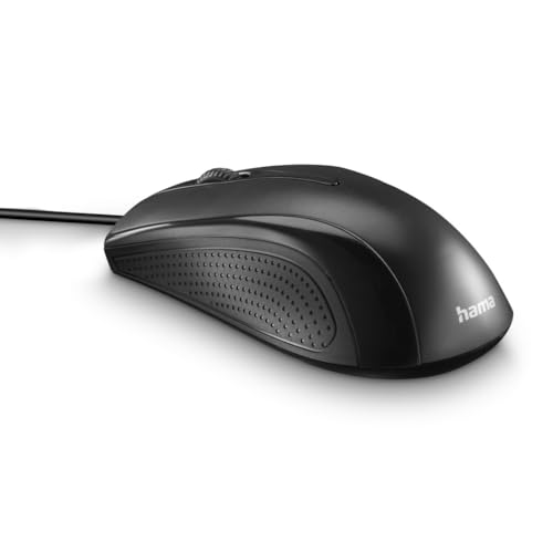Hama Computermaus mit Kabel (Maus mit 3 Tasten für PC, Laptop oder Notebook, geeignet für Rechts- und Linkshänder, 1000 DPI, Betriebssysteme: Windows 11/10/8/7/Vista/XP, MAC OS 10.10 oder höher)