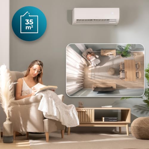 Cecotec Split-Klimaanlage AirClima 18000 Smartfresh, 18.000 BTU | Wärmepumpe, Inverter, 8 Geschwindigkeiten, 35 m², R32-Kältemittel, Timer 24 Std, waschbarer Filter