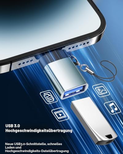 Lightning auf USB Adapter 2Pack, iPhone Adapter Lightning auf USB Kompakter mit Lanyard USB-OTG-Adapter für Apple iPhone/iPad, UnterstütztUSB Flash Drive/MIDI Keyboard/Kamera/Kartenleser/Tastatur