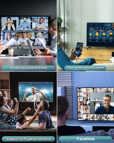 HDMI Adapter für iPhone [MFi Zertifiziert] 1080P Digital AV Bildschirm Konverter für iPhone/iPad, Plug & Play, Video & Audio Sync Kompatibel mit TV/HDTV/Monitor/Projektor kein Netzteil erforderlich