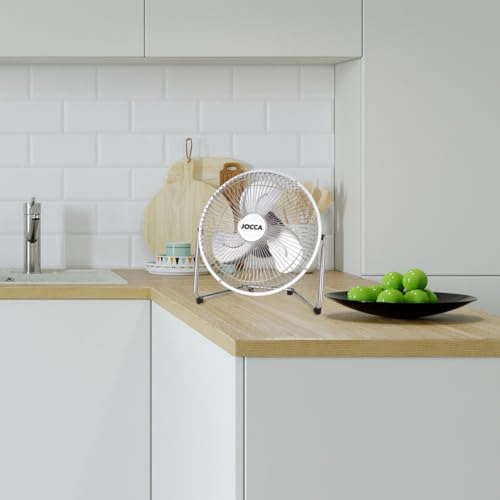 Jocca - Industrieller Bodenventilator 21 cm/3 Geschwindigkeiten verstellbar/Tischventilator 20 W/Ventilator mit 3 Metallflügeln/Mit Griff/Abmessungen 28,5 * 13 * 29,5 cm