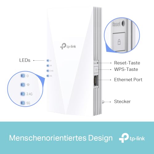 TP-Link RE500X WiFi 6 WLAN Verstärker Repeater AX1500 (1200 Mbit/s 5GHz, 300 Mbit/s 2,4GHz, Gigabit-Port, kompatibel mit Allen WLAN-Routern inkl. Fritzbox)