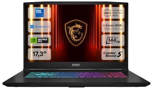MSI Katana 17 HX, Gaming Laptop, 17,3 Zoll Full HD, Intel Core i7 14650HX, NVIDIA GeForce RTX 5070, 16 GB DDR5, 1 TB SSD, Windows 11 Home, QWERTZ Tastatur, Schwarz, B14WGK-060