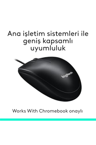Logitech M90 Maus mit Kabel | 1000 DPI Sensor, USB-Anschluss, 3 Tasten, Für Links- und Rechtshänder, PC/Mac - Schwarz