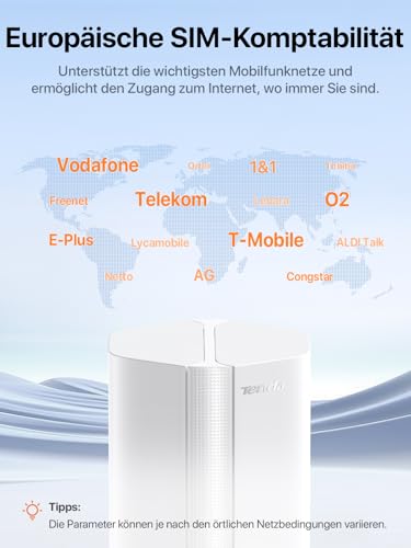 Tenda 5G01 5G NR Router für Nano SIM Karten, Wi-Fi 6 1500Mbps, 5G/4G LTE Modem mit Dual Band, Plug & Play, Gigabit WAN/LAN Port, 6 x Interne Antennen, Mesh Wi-Fi+, 5G Router - Einstiegslevel