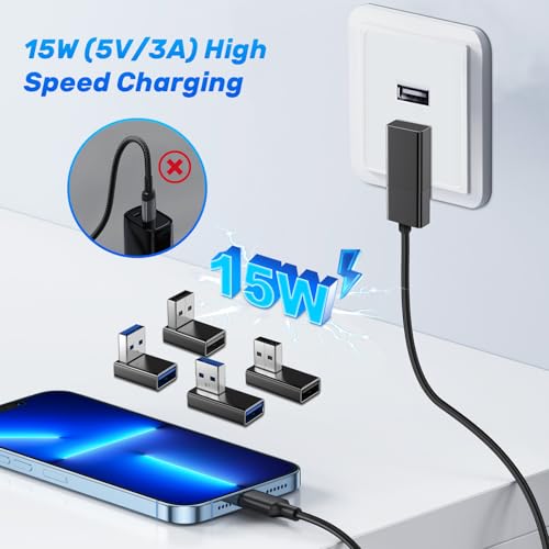 LUIRSAY USB Winkelstecker, 4 Stück US-B 90 Grad Adapter, Winkelstecker für Datenübertragung Kompatibel mit PC, Laptop, Powerbank und die meisten USB-Geräte