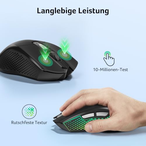 Acer Maus Kabellos 4000 DPI, Wireless Mouse 2,4Ghz mit 5 Einstellbare DPI, Batteriebetriebene Funkmaus, USB-A Computermaus für Laptop, PC, Chrombook-Schwarz