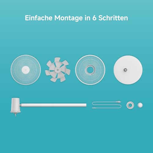 Xiaomi Mi Smart Standing Fan 2 Tisch- Standventilator mit optionaler iOS/Android Mi Home Appanbindung (15 W sparsamer BLDC Motor, 58 dB, 4 Geschwindigkeitsstufen, Google Assistant kompatibel) Weiß