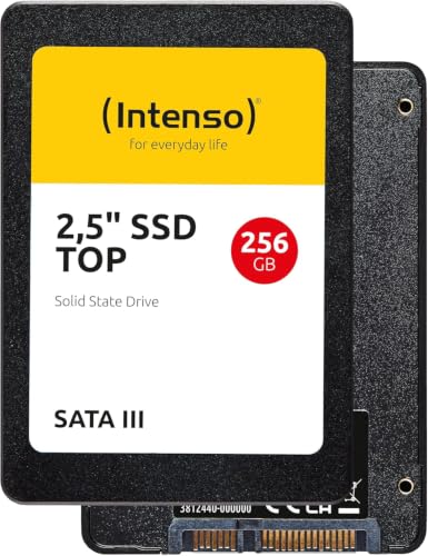 Intenso Top Interne 2,5" SSD SATA III, 256 GB, Schwarz | Schnelle 6 Gbps Schnittstelle mit 520 MB/s Lesegeschwindigkeit, stoßfest, lautlos und ideal für Laptops