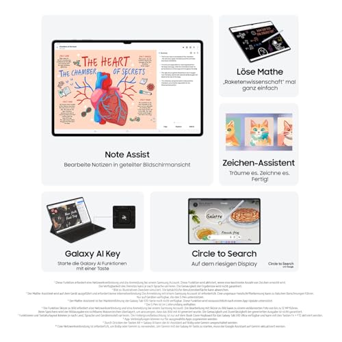 Samsung Galaxy Tab S10 Ultra AI Tablet, Android Tablet, 12 GB RAM, 512 GB Speicher, AMOLED-Display, Antireflexionsbeschichtung, Inkl. S Pen, 5G, Moonstone Gray, 36 Monate Herstellergarantie