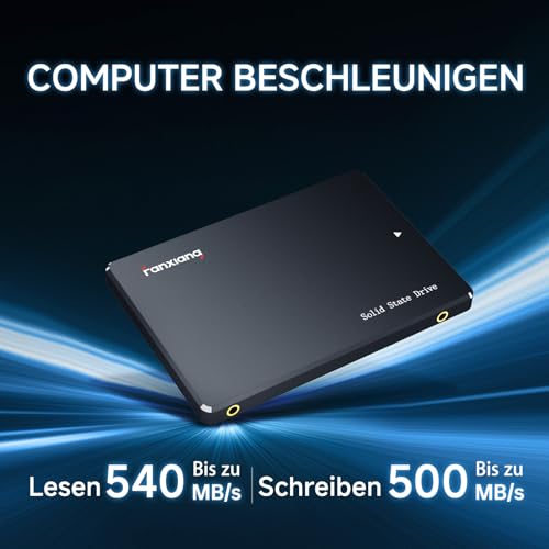 fanxiang S101 512 GB SSD SATA III 2,5" Interne，3D TLC NAND，540 MB/s Lesen | 500MB/s Schreiben，6Gb/s，SLC-Cache，SATA 3 Interne Festplatte für Laptops, Desktop-PCs , Schwarz