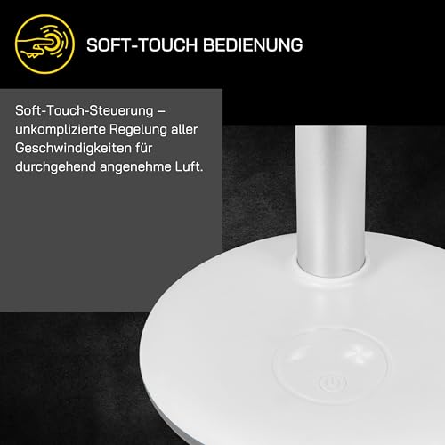 GUTFELS Tischventilator VENTI 3010 R, 15 cm Ø, USB Ventilator mit 4.000 mAh Akku, Touchbedienung, 4 Geschwindigkeiten
