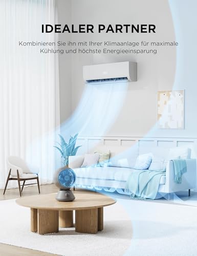 Midea MDF24JG Tischventilator, Turbosystem, 90 Grad Schwenk, 32cm, Weiß | Aerodynamisches Design, 90 Grad Horizontal & 90 Grad Vertikal, Leiser Betrieb, fuer Zuhause & Buero