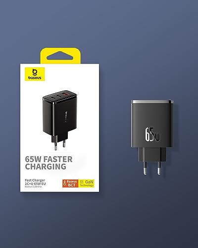 Baseus USB C Ladegerät 65W 3-Ports USB C Netzteil PD Ladegerät mit PPS, GaN Schnellladegerät kompatibel mit MacBook Pro/Air, iPad Pro, Steam Deck, iPhone 16-12 Serie, Galaxy S24 Ultra-S20, Pixel usw