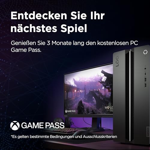 Lenovo LOQ Tower Gaming Desktop-PC | NVIDIA GeForce RTX 5060 | Intel Core i5-14400F |16GB RAM | 1TB SSD | Win11 Home | Luna Grau - Raven Schwarz | 17L | 3 Monate GamePass | 3 Monate Premium Care
